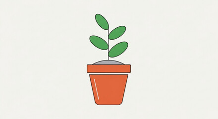 Obraz premium Illustration of a small plant in a pot, , perfect for gardening, nature, or ecofriendly concepts and designs