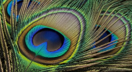 Obraz premium Intricate peacock feather showcasing a dazzling array of vibrant colors