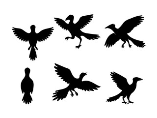 Archaeopteryx Silhouette Set Illustration