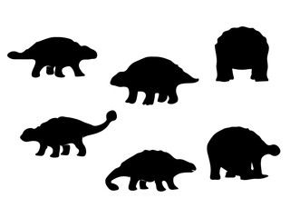 Ankylosaurus Silhouette Set Illustration