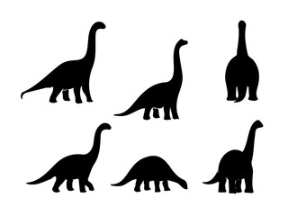 Brachiosaurus Silhouette Set Illustration
