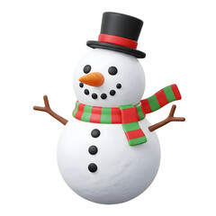 Jolly Snowman with Carrot Nose and Red Scarf — Classic Winter Decoration

