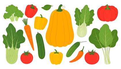 Colorful cartoon vegetables