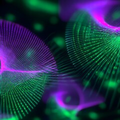 Abstract Glowing Lines in Green and Purple Neon Style