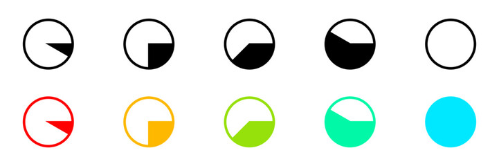 pie chart icon set. flat style vector icon illustration