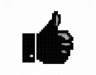 Obraz premium Generated image Pixel Art Thumbs Up Gesture Icon For Approval Positive Feedback Good Job Success