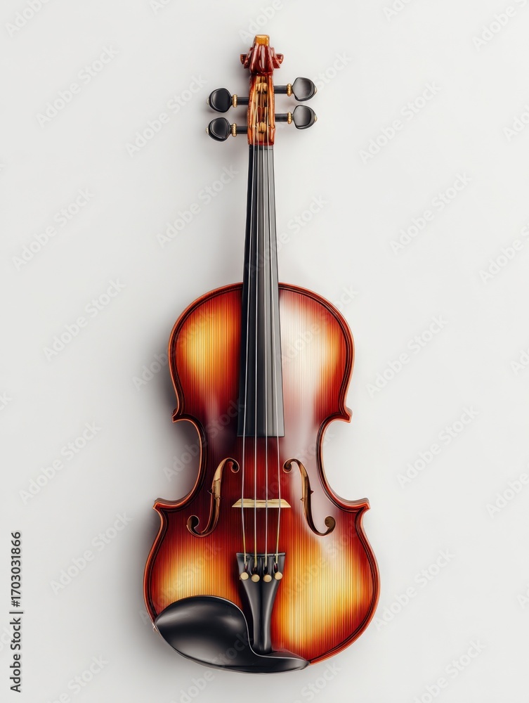 Poster classical violin isolated on white background, professional string instrument for orchestral music a
