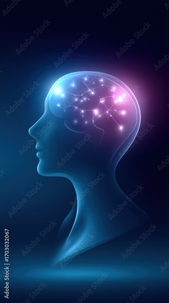 Poster human brain connections: abstract conceptual illustration of neural networks and cognitive function 