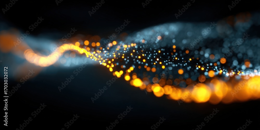 Aufkleber dynamic abstract particle stream with bokeh effect, representing data flow and network connections