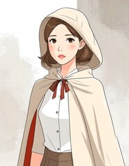 Woman in a hooded cape