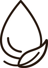 a black and white drawing of a leaf and drop