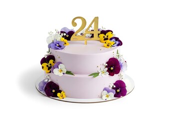 24th birthday two tier floral cake