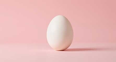 Single white egg on pink background, minimal easter, food photography, clean design, spring concept