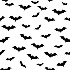 Fototapeta premium Seamless White Pattern of Black Bats for Halloween Background or Textile