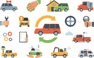 Car Buying and Selling Concept with Various Vehicles