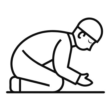 muslim man praying simple line art clip art preview