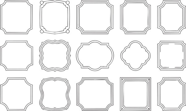 Collection Of Various Ornate And Simple Label Frame Shapes