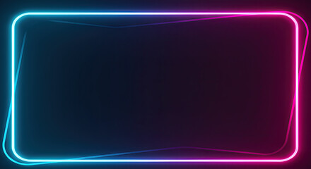 Vibrant neon light border with glowing blue and pink colors on a dark background, creating a futuristic and dynamic abstract frame design