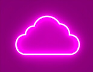 Pink neon cloud, dark background, data storage