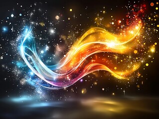 Glowing Waves for Sparkles, Dark Background.