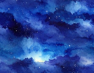 夜空の水彩グラデ / Night-Sky Watercolor Gradient