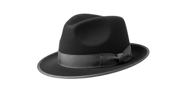 Sleek fedora floats against darkness