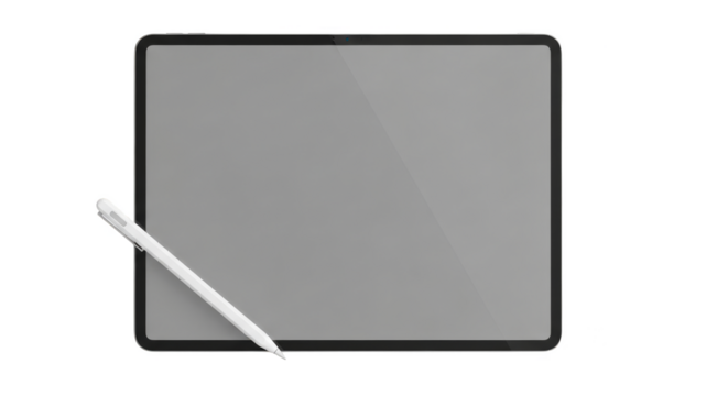 Sleek tablet and stylus on black
