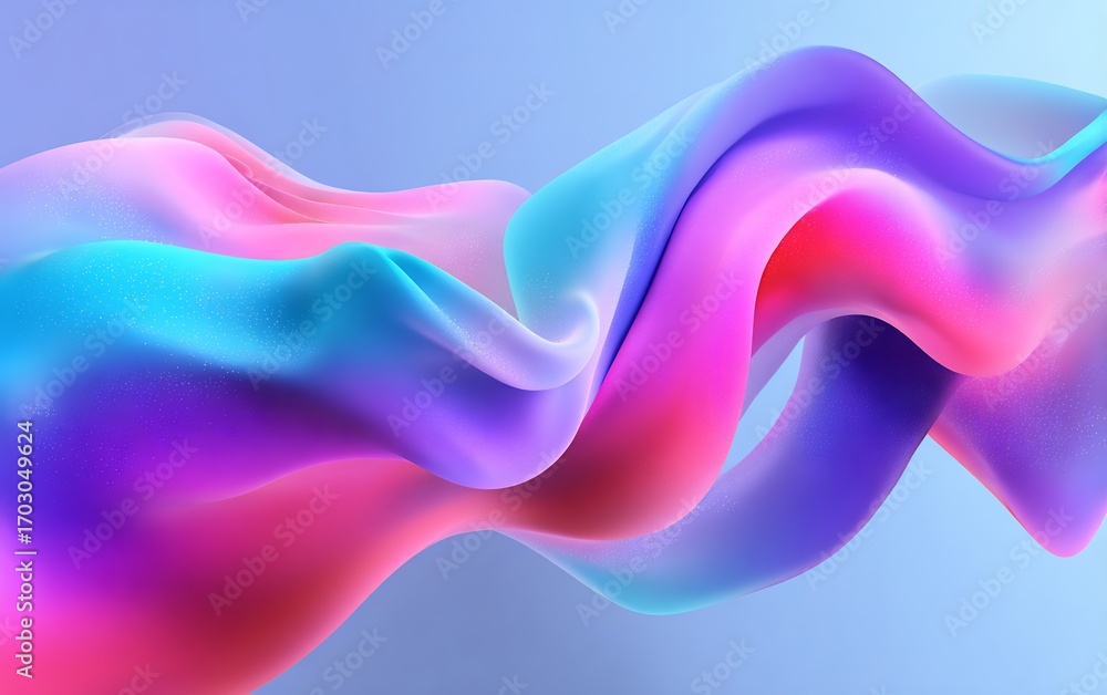 Poster abstract flowing shape with vibrant colors and a smooth, glossy texture