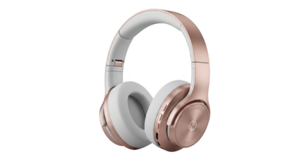Stylish rose gold and white headphones