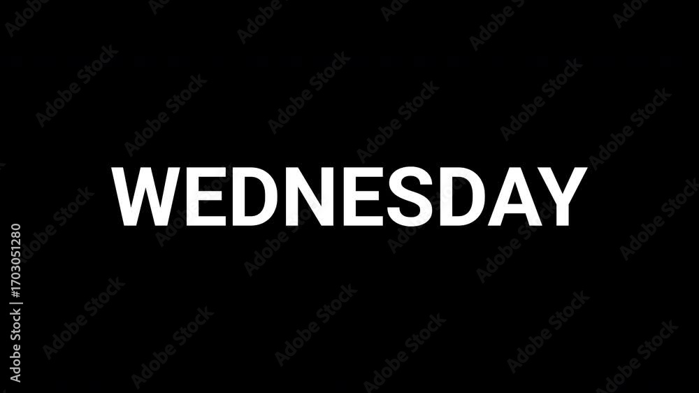 Poster abstract black and white animation revealing the text wednesday dynamically. 4k animated text