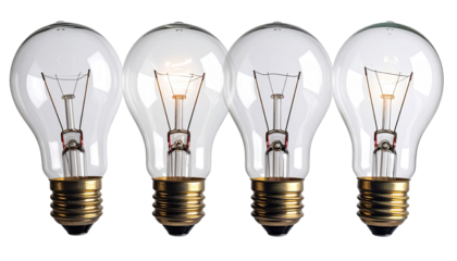 Four light bulbs, progressively lit, highlighting a gradual illumination