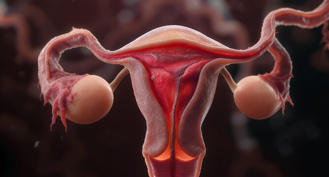 Female Reproductive System Anatomy, 3D Render, Medical Illustration, Healthcare, Education, Science, Biology, Ovarian Anatomy, Uterine Anatomy, Fallopian Tubes, Ovaries, Uterus, Cervix, Vagina, H