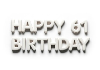 White 3D typography happy 61st birthday message