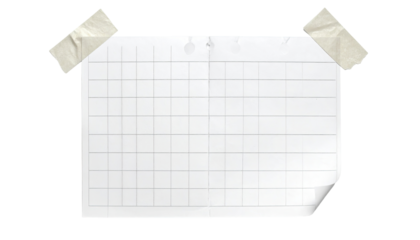 Blank gridded paper, taped to a surface