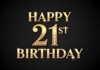 Luxury golden Happy 21st birthday black background