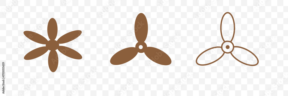 Poster propeller icon set. flat design fan propellers vector isolated on white background.