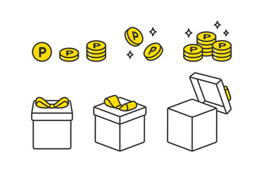 ポイントコインとプレゼントボックスのセット【ベクターイラスト素材】