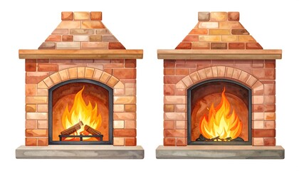 Two detailed illustrations of fireplaces