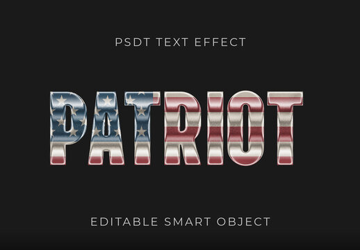 Blue And Red Modern Metallic USA Text Effect Patriot Chrome Font