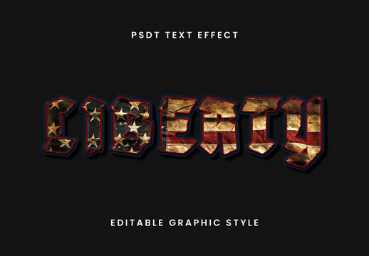Blue And Red Vintage Distressed USA Text Effect Grunge Retro Patriotic Font