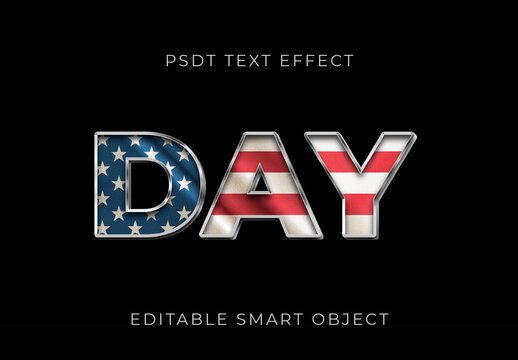 Blue And Red Modern Metallic USA Text Effect Embossed Patriotic Font