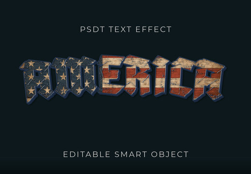 Rustic Wooden USA Flag Text Effect