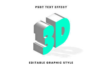 Cyan And Silver Isometric 3D Cube Font Bold Geometric Text Effect