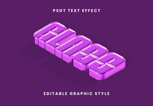 Purple Glass Cube Font Slanted 3D Bold Text Effect