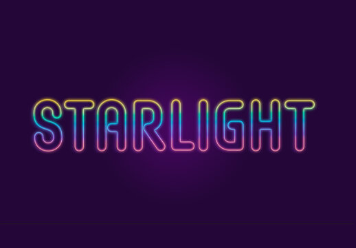 Colorful Rainbow Neon Font Glow Outlined Text Effect