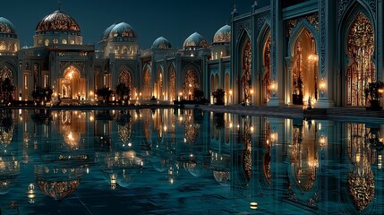 Majestic palace night view with golden domes high resolution wallpaper