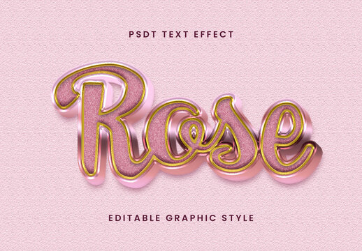 Rose And Gold Shiny Metallic Pink Golden Text Effect Glitter Outlined Font