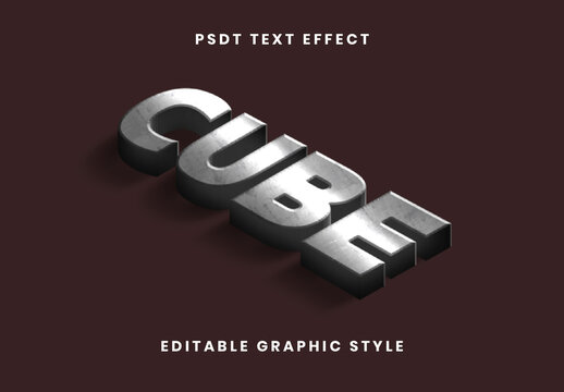 Silver Metallic Cube Font Steel Block 3D Text Effect