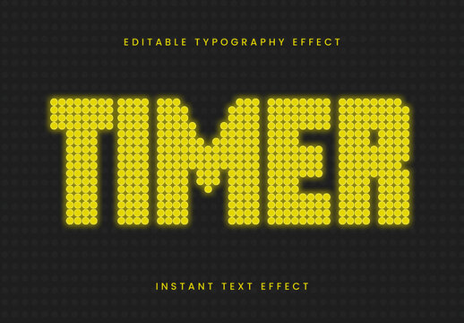 Yellow Stadium Scoreboard Led Dot Text Effect Digital Display Font