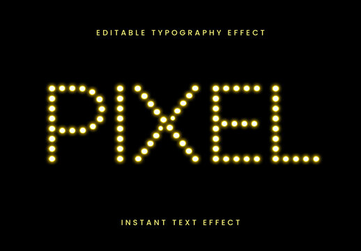 Yellow Retro Dot Matrix Led Dot Text Effect Neon Dotted Font